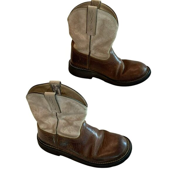 Ariat Fatbaby Western Boots Women's Sz 6B Leather Two-Tone Brown Rodeo Cowgirl - Picture 2 of 11